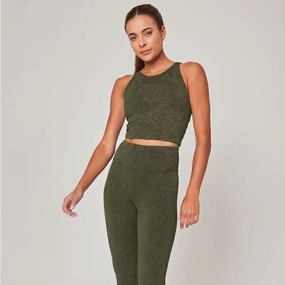 MPG Moss Green High Rise Leggings Small CloudFlex Compression Yoga Running - Picture 3 of 9